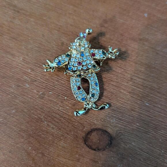 Source Unknown Jewelry - Clown Rhinestone Brooch